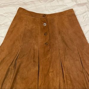 SOLD Vintage Real Suede Pleated Maxi Skirt